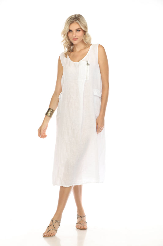 White Pocket Dress with Zipper Detail