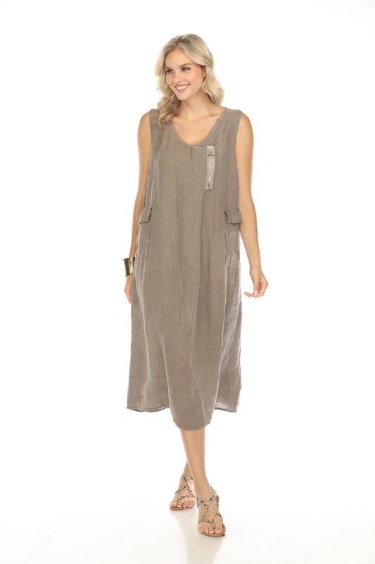 Taupe Pocket Dress with Zipper Detail