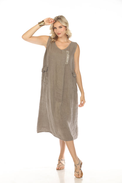 Taupe Pocket Dress with Zipper Detail