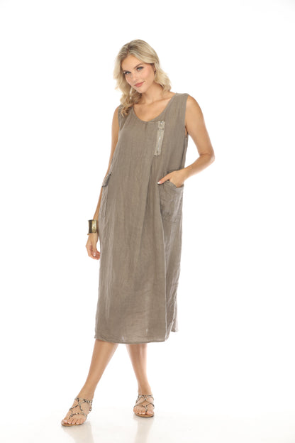 Taupe Pocket Dress with Zipper Detail
