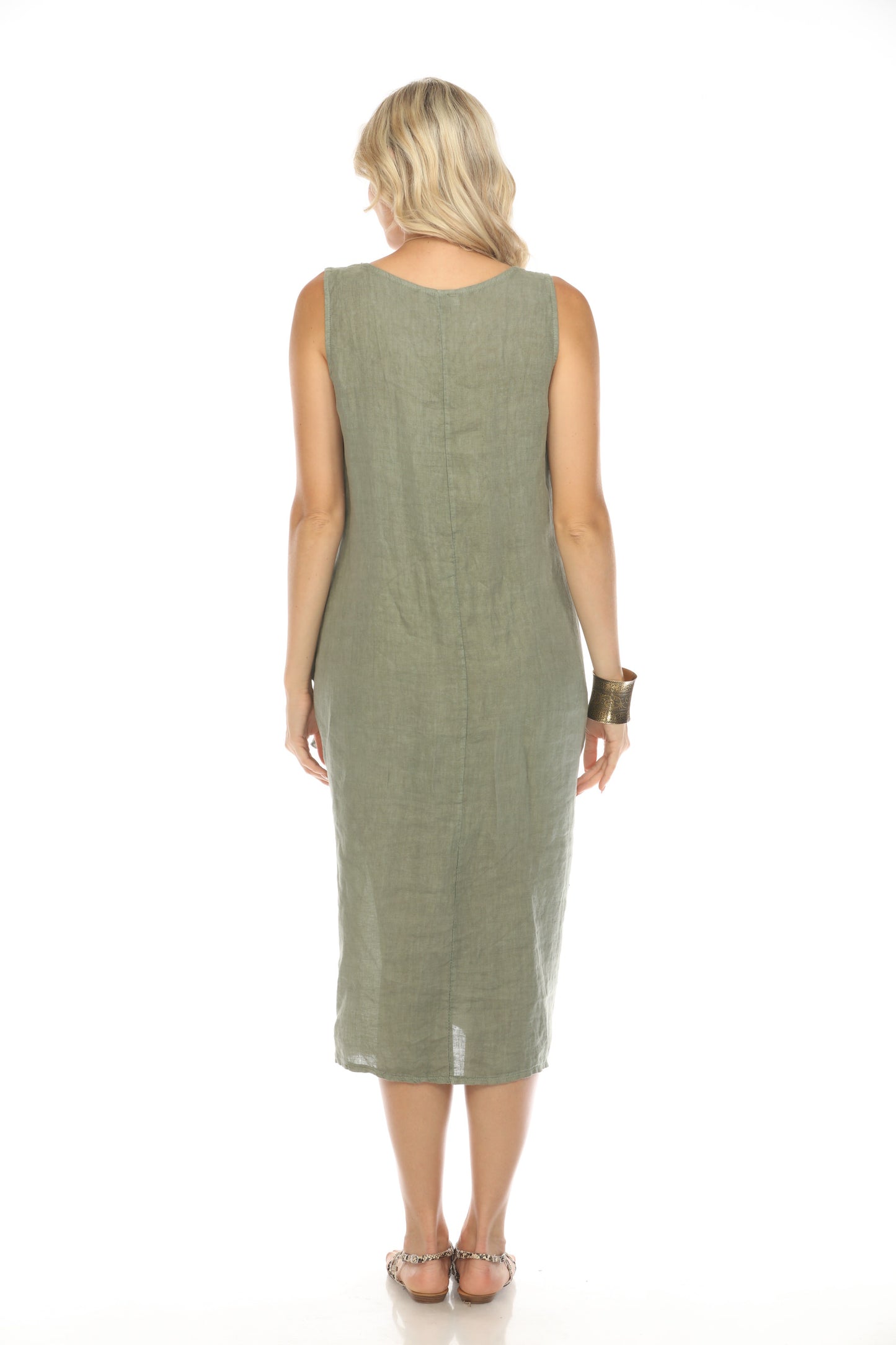 Olive Dress with Pockets and Abstract Design