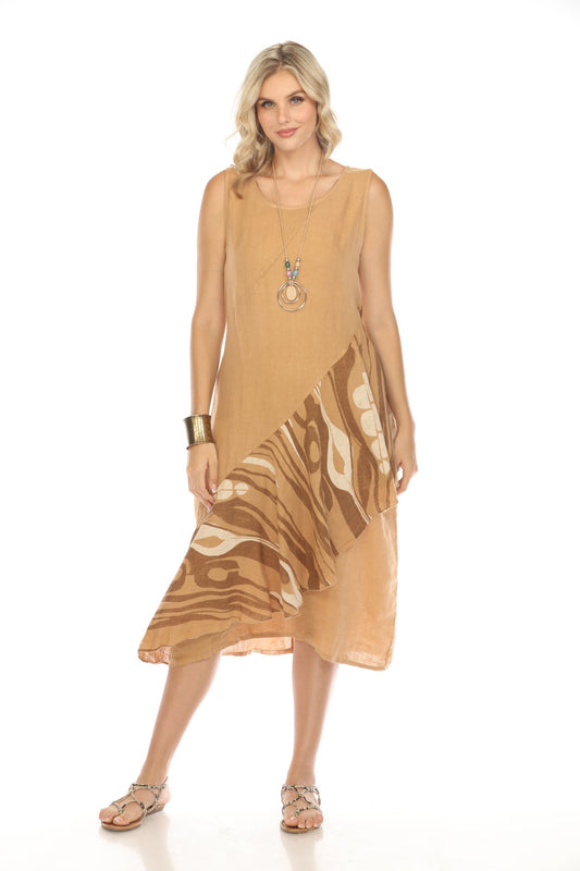 Sand Dress with Pockets and Abstract Design