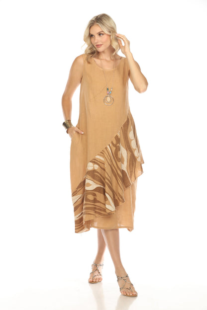 Sand Dress with Pockets and Abstract Design