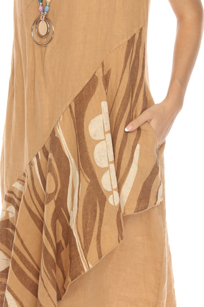 Sand Dress with Pockets and Abstract Design