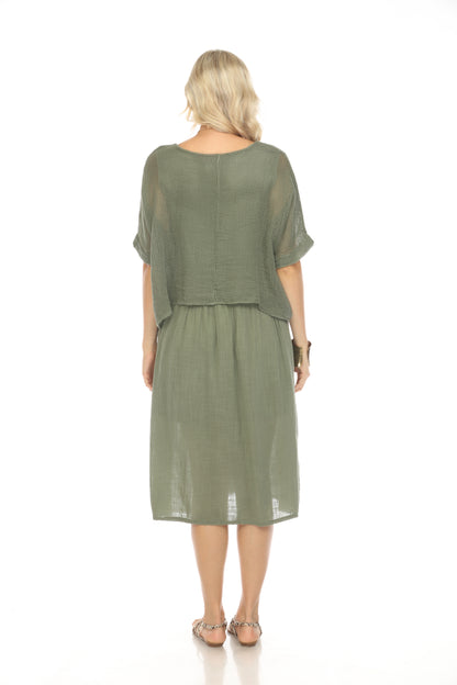 Olive Cape style Dress with Netting Detail