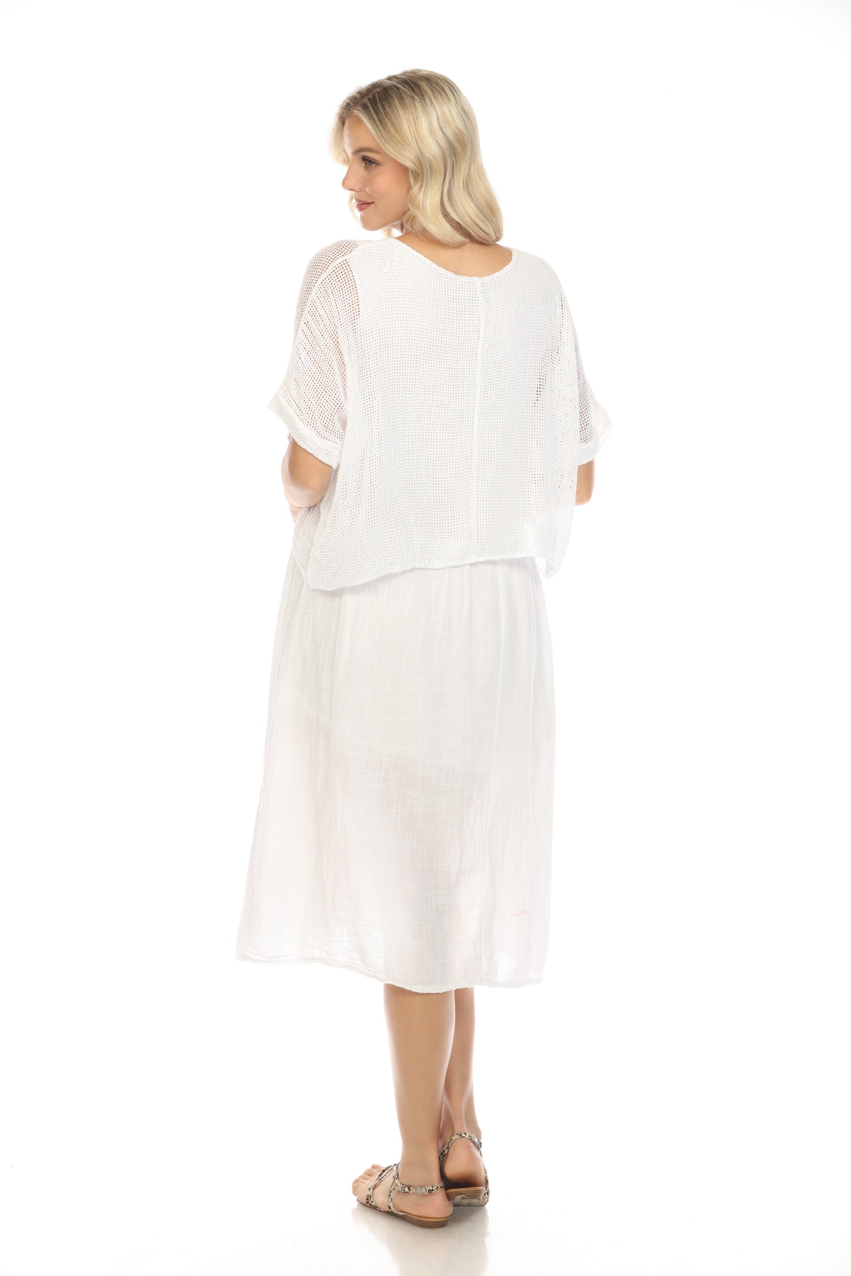 White Cape Style Dress with Netting Detail