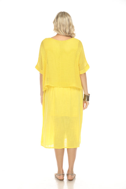 Yellow Cape Style Dress with Netting Detail