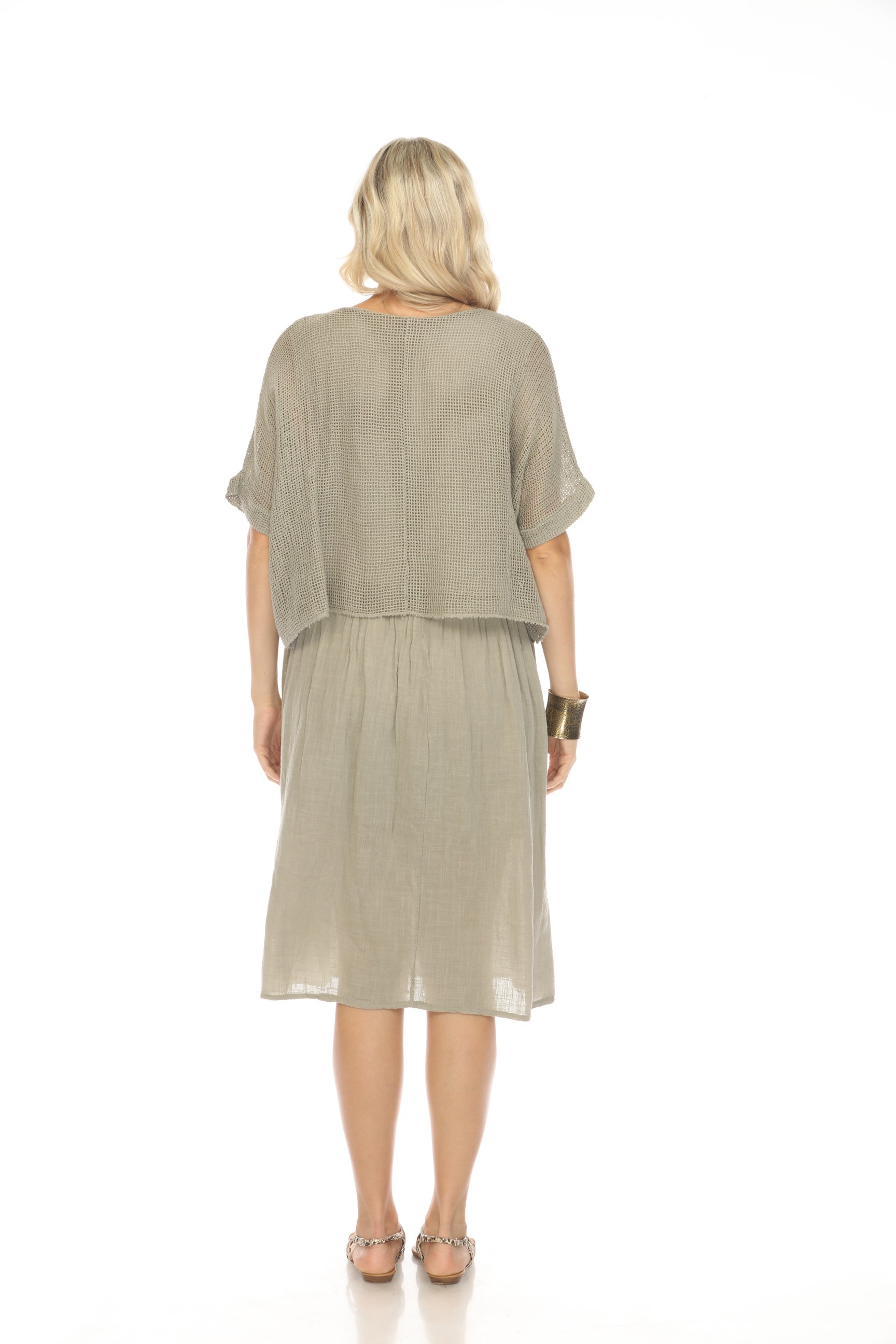 Beige Cape style Dress with Netting Detailed