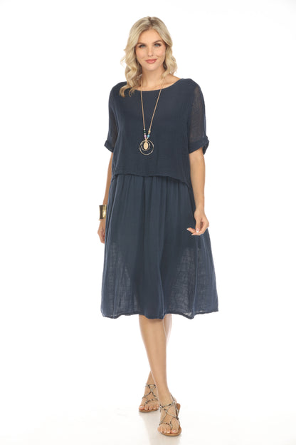 Navy Cape style Dress with Netting Detail