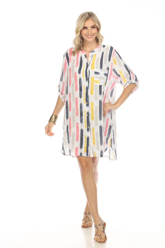 White Button Shirt Dress Roll up sleeves