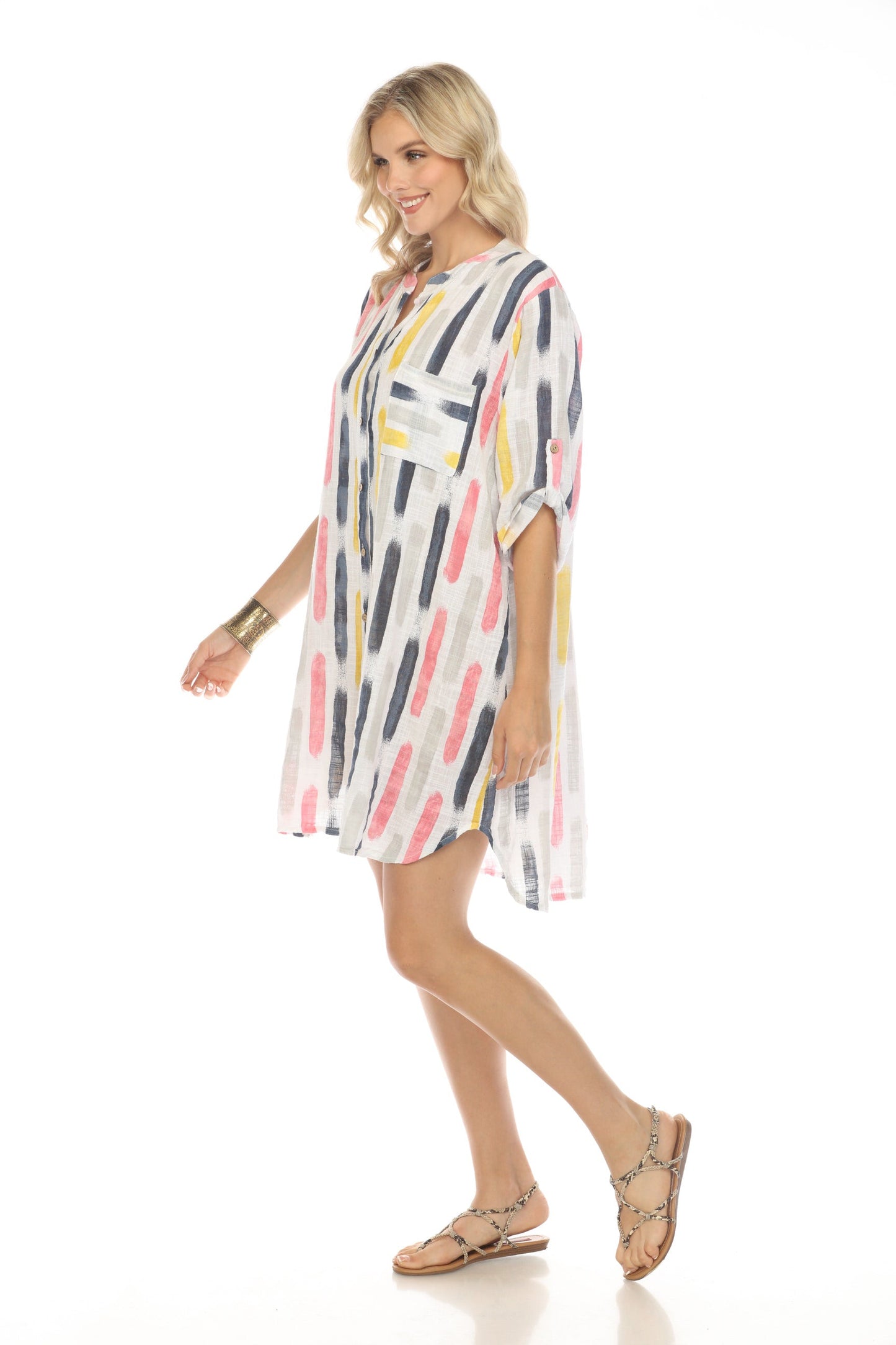 White Button Shirt Dress Roll up sleeves