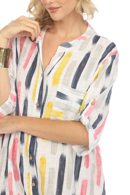 White Button Shirt Dress Roll up sleeves