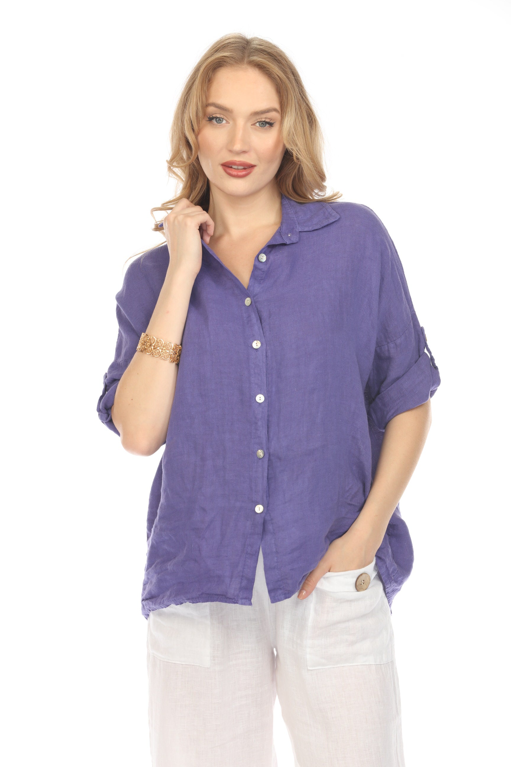 Purple Button Up Collared Shirt