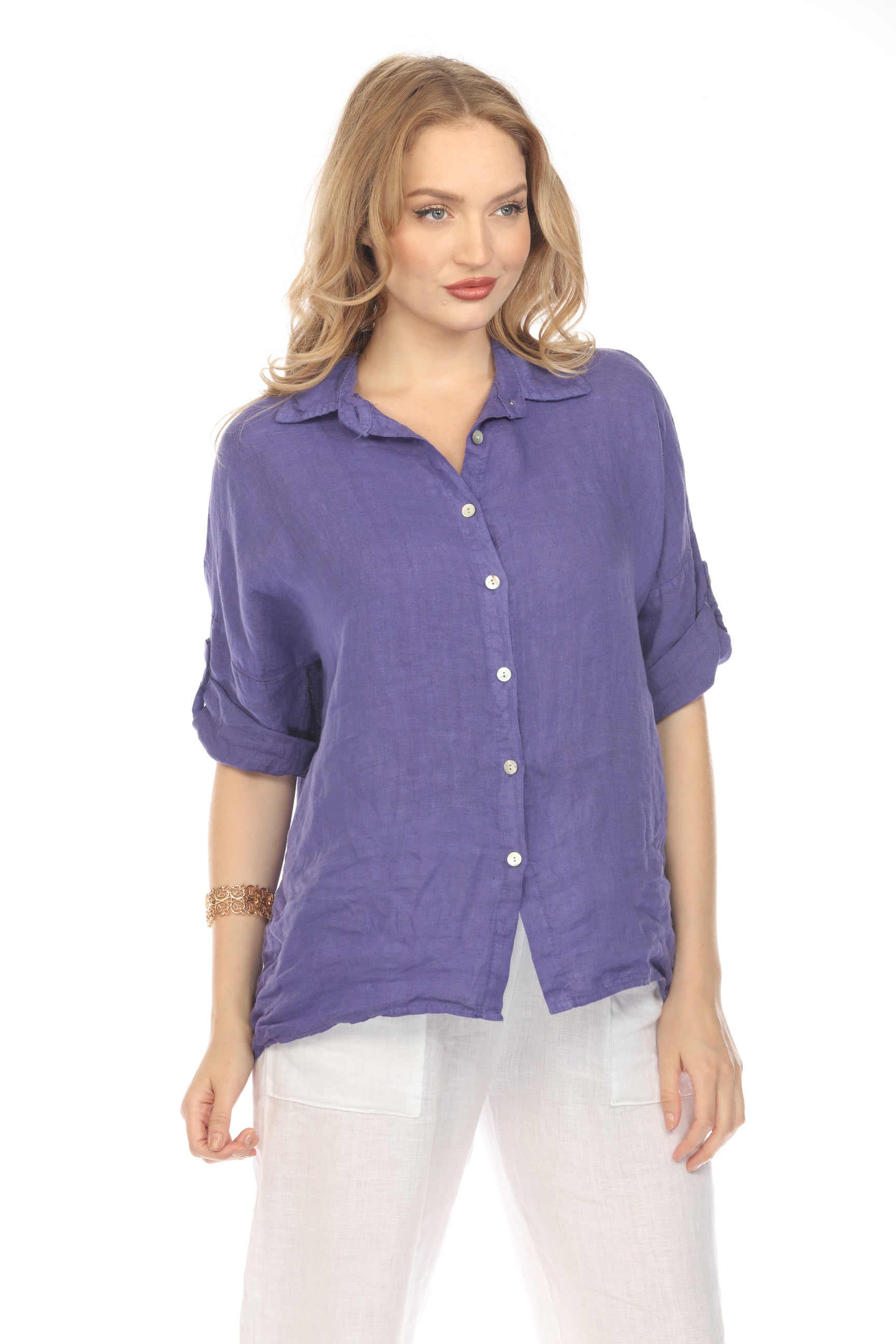 Purple Button Up Collared Shirt