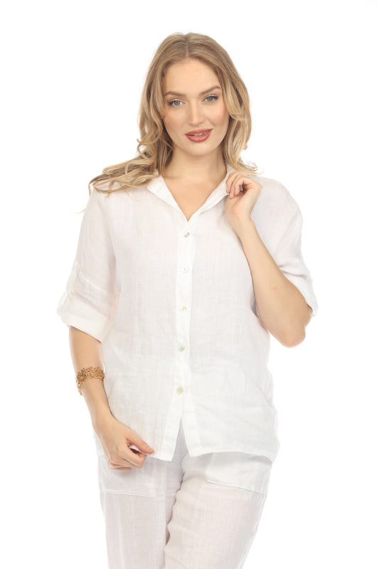 White Button Up Collared Shirt