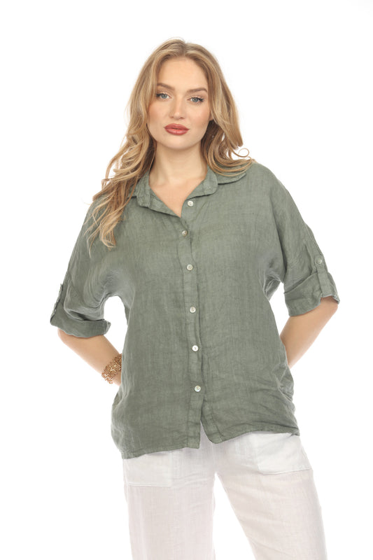 Olive Button Up Collared Shirt