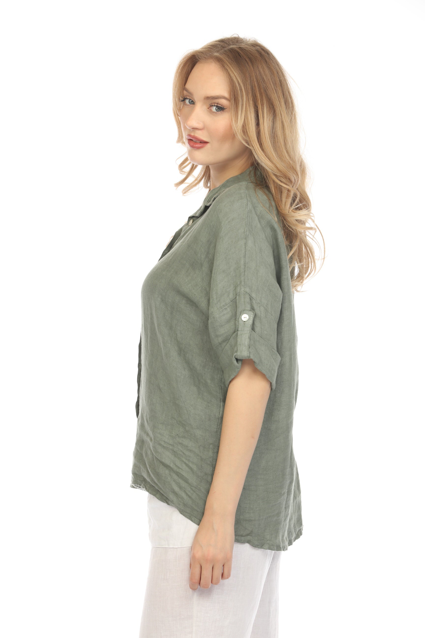 Olive Button Up Collared Shirt