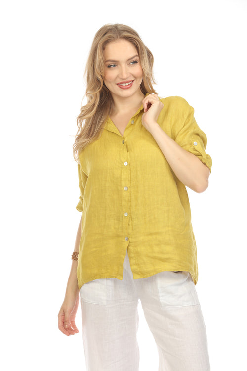 Mustard Button Up Collared Shirt