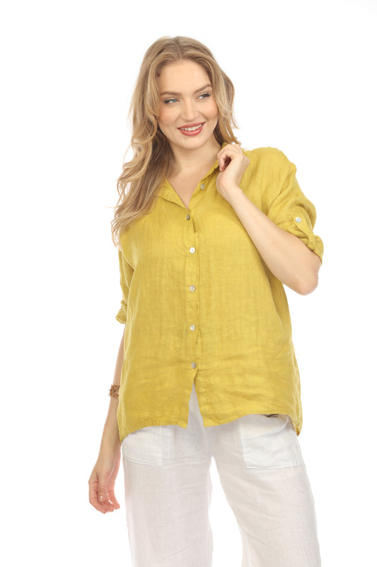Mustard Button Up Collared Shirt