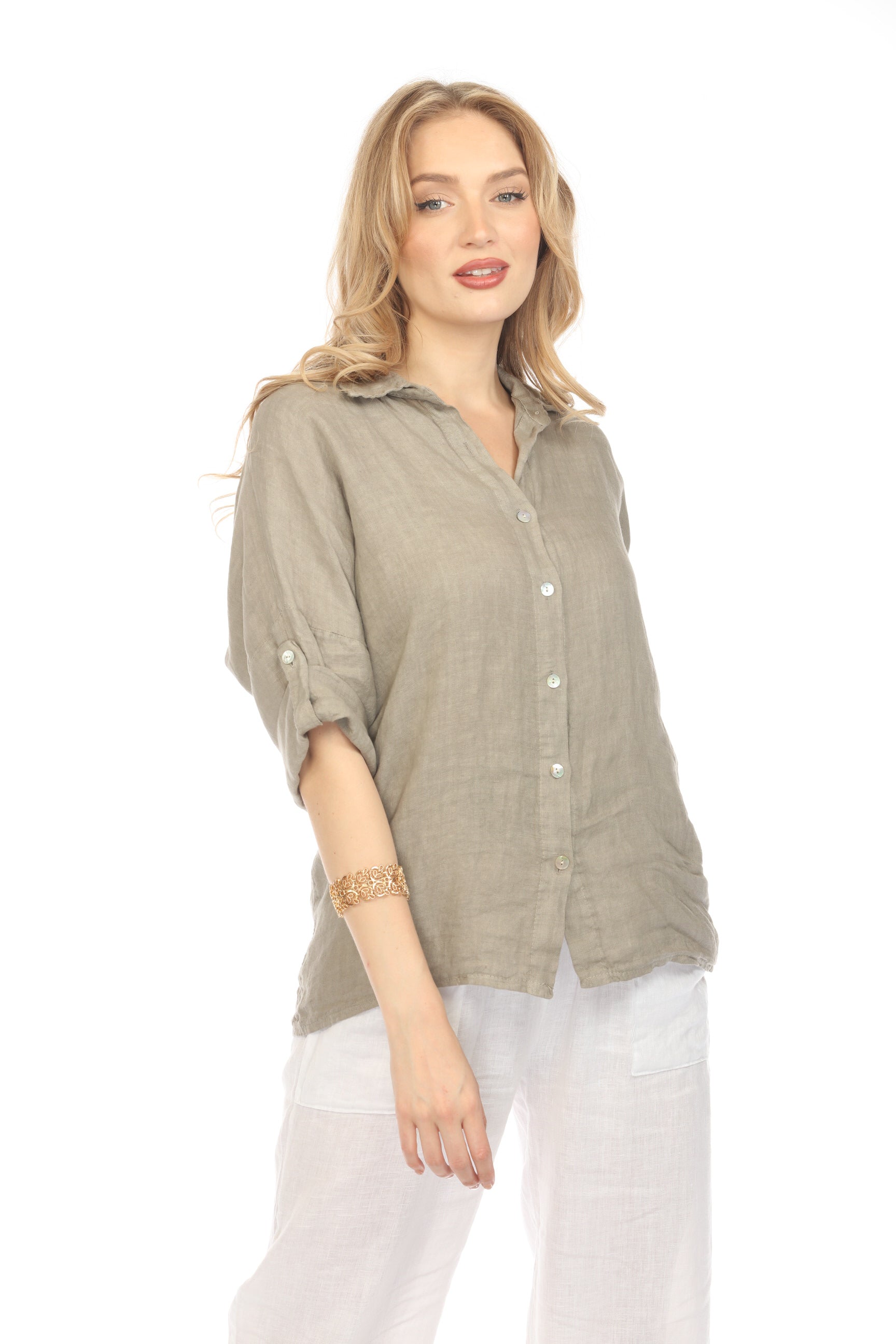 Taupe Button Up Collared Shirt