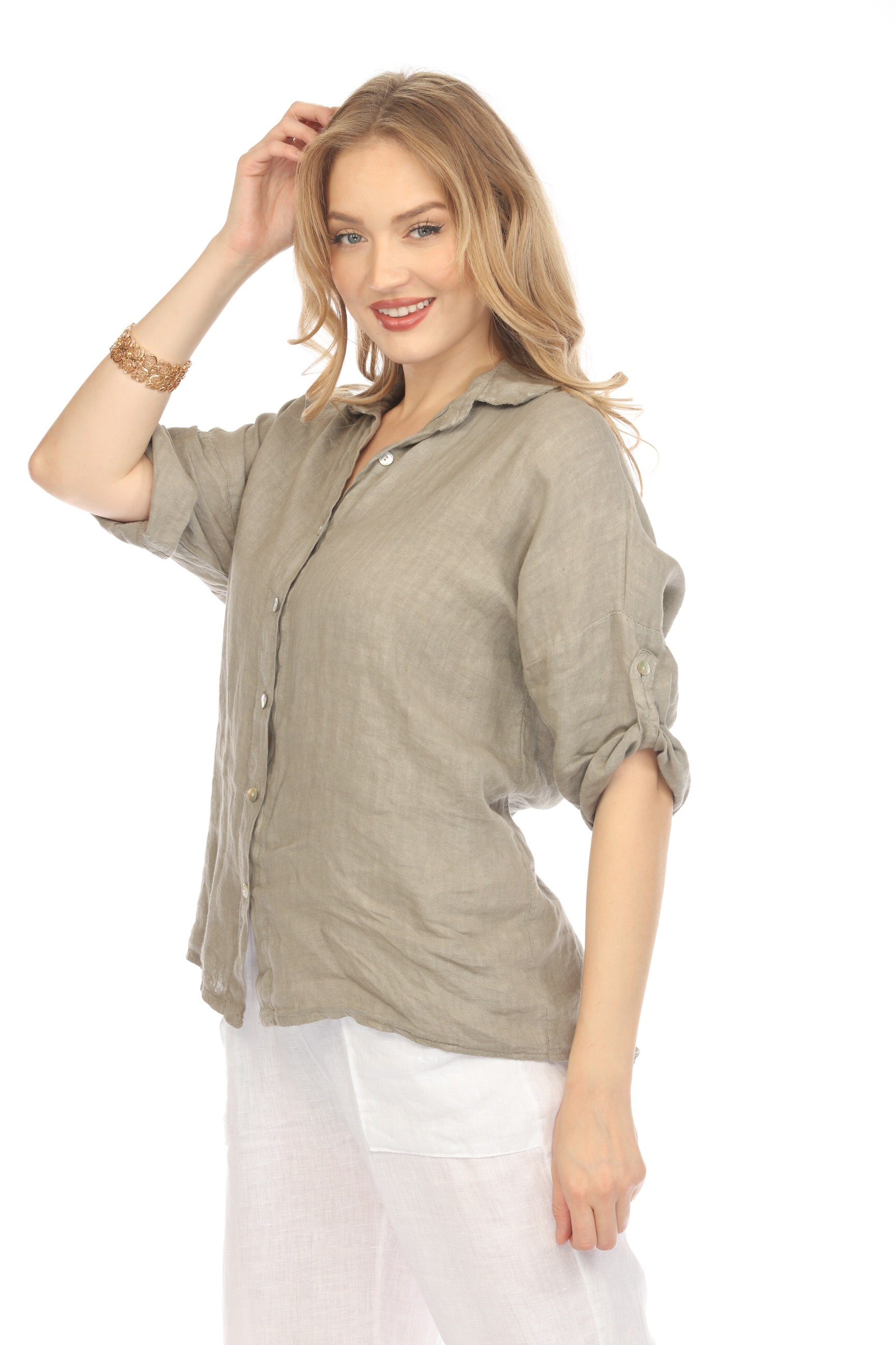 Taupe Button Up Collared Shirt