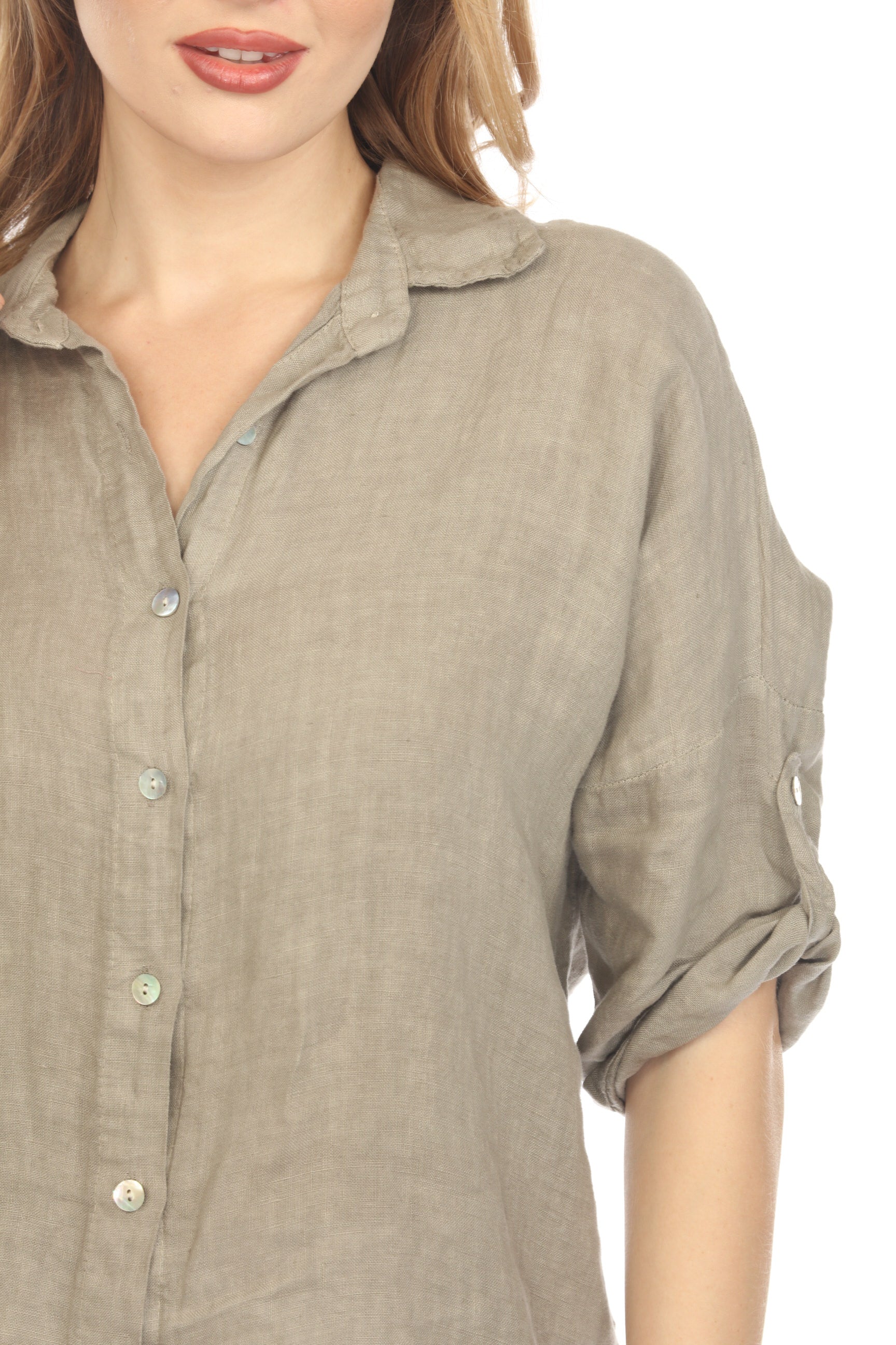 Taupe Button Up Collared Shirt