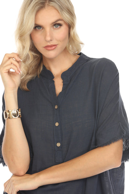 Navy Fringe detailed tunic / dress