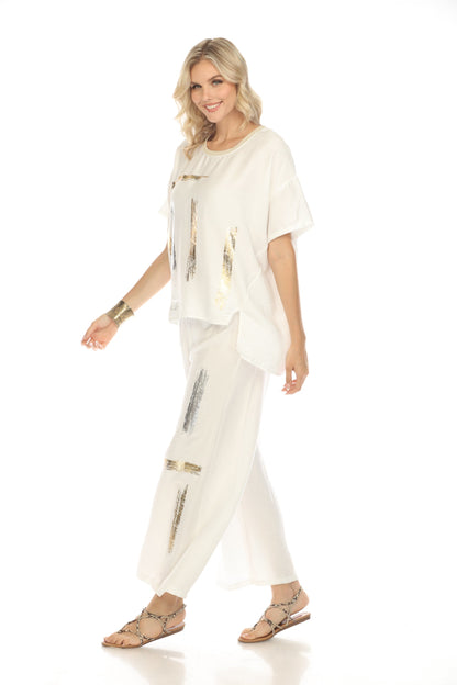 Elastic waist Gold Silver Modern Art Pant
