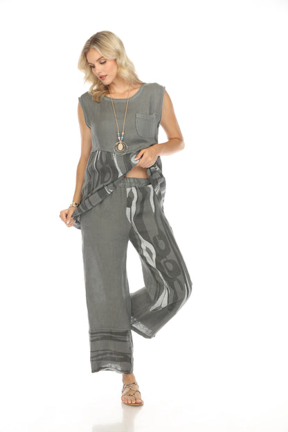 Charcoal Abstract sleeveless pocket detailed Top