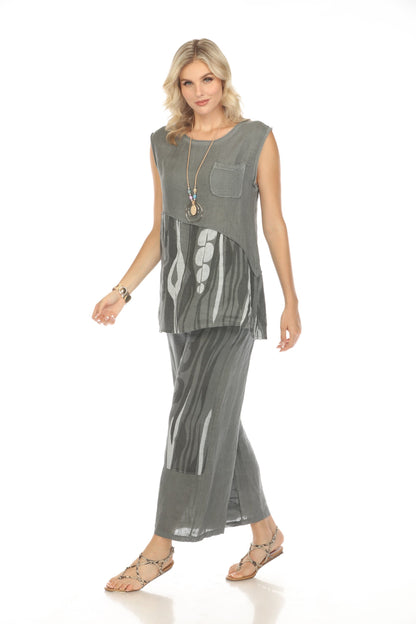 Charcoal Abstract Print Wide Leg Pant