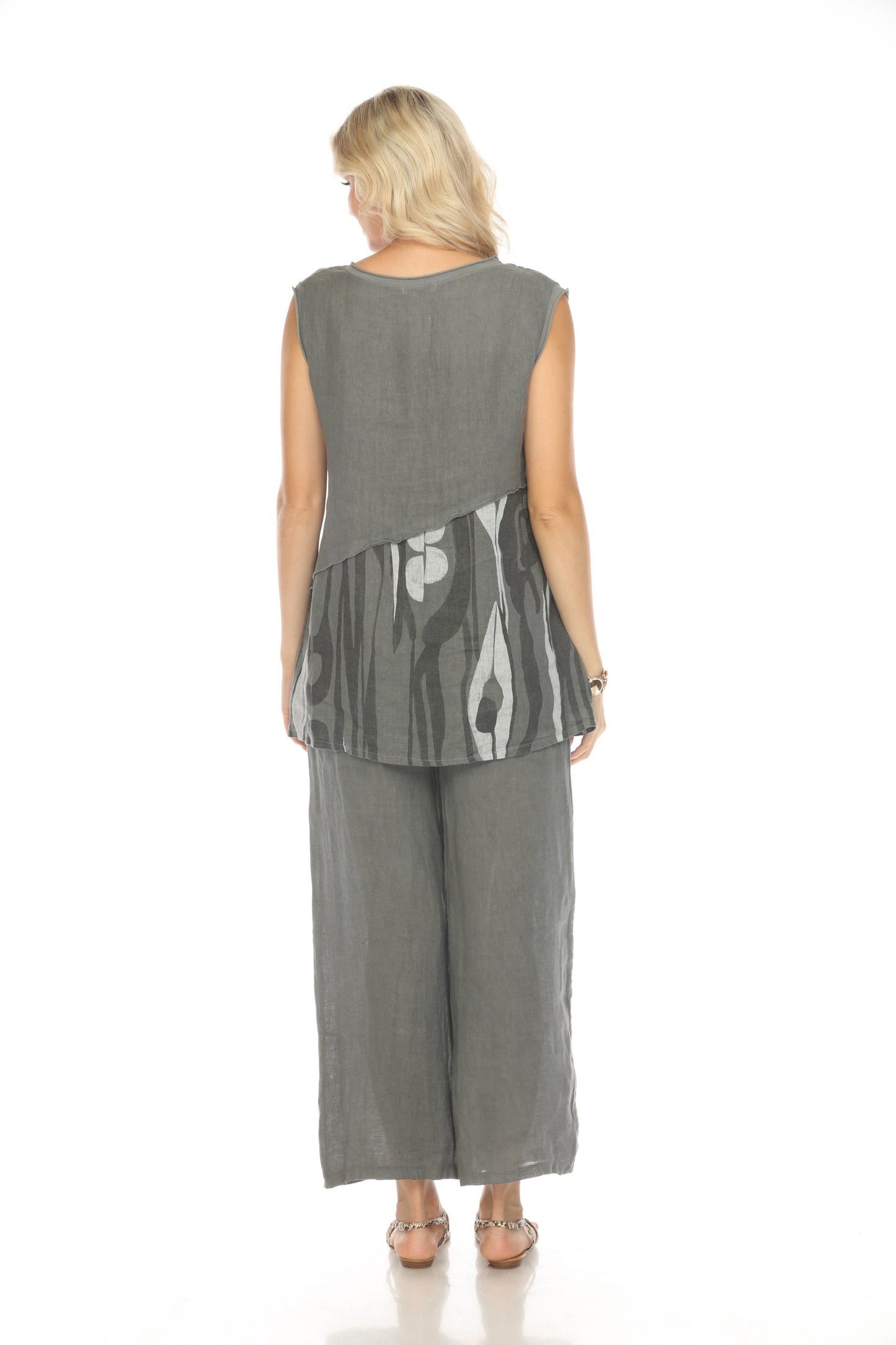 Charcoal Abstract sleeveless pocket detailed Top