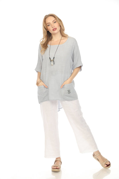 Grey Dolman Sleeves Tunic with Pockets