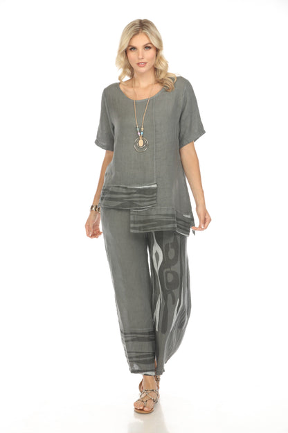 Charcoal Abstract Print Wide Leg Pant