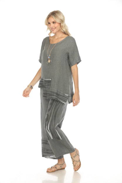 Charcoal Abstract Print Wide Leg Pant