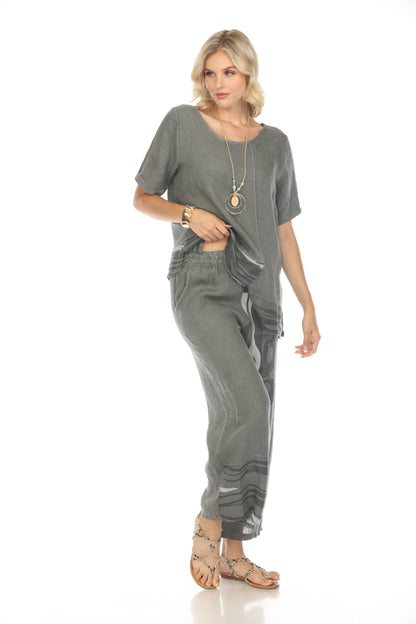 Charcoal Abstract Print Wide Leg Pant