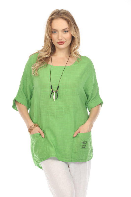 Green Half Sleeves Tunic with Pockets