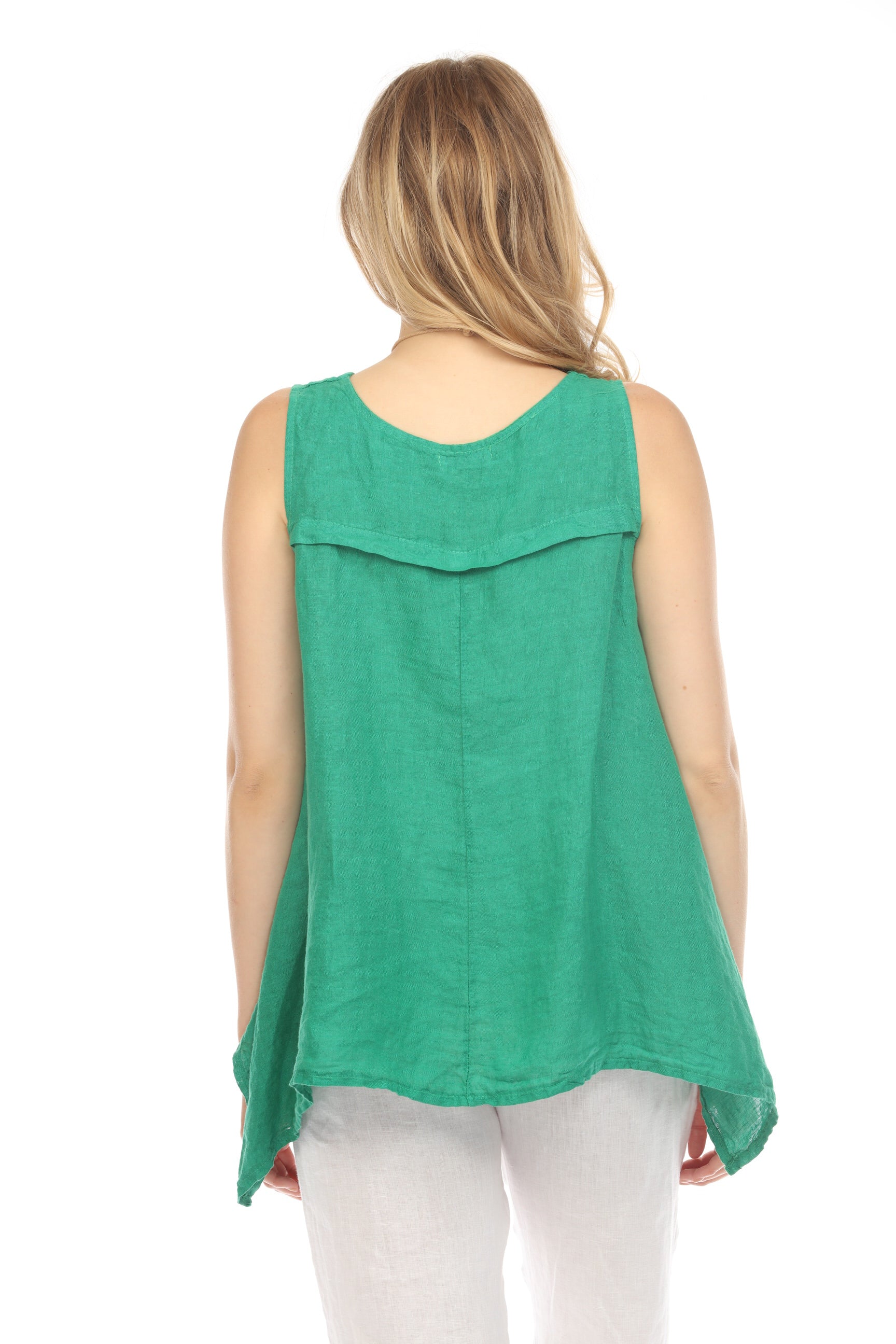 Green Asymmetrical sleeveless A Line Top