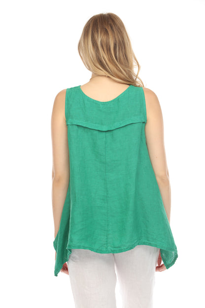 Emerald Green Asymmetrical sleeveless A Line Top