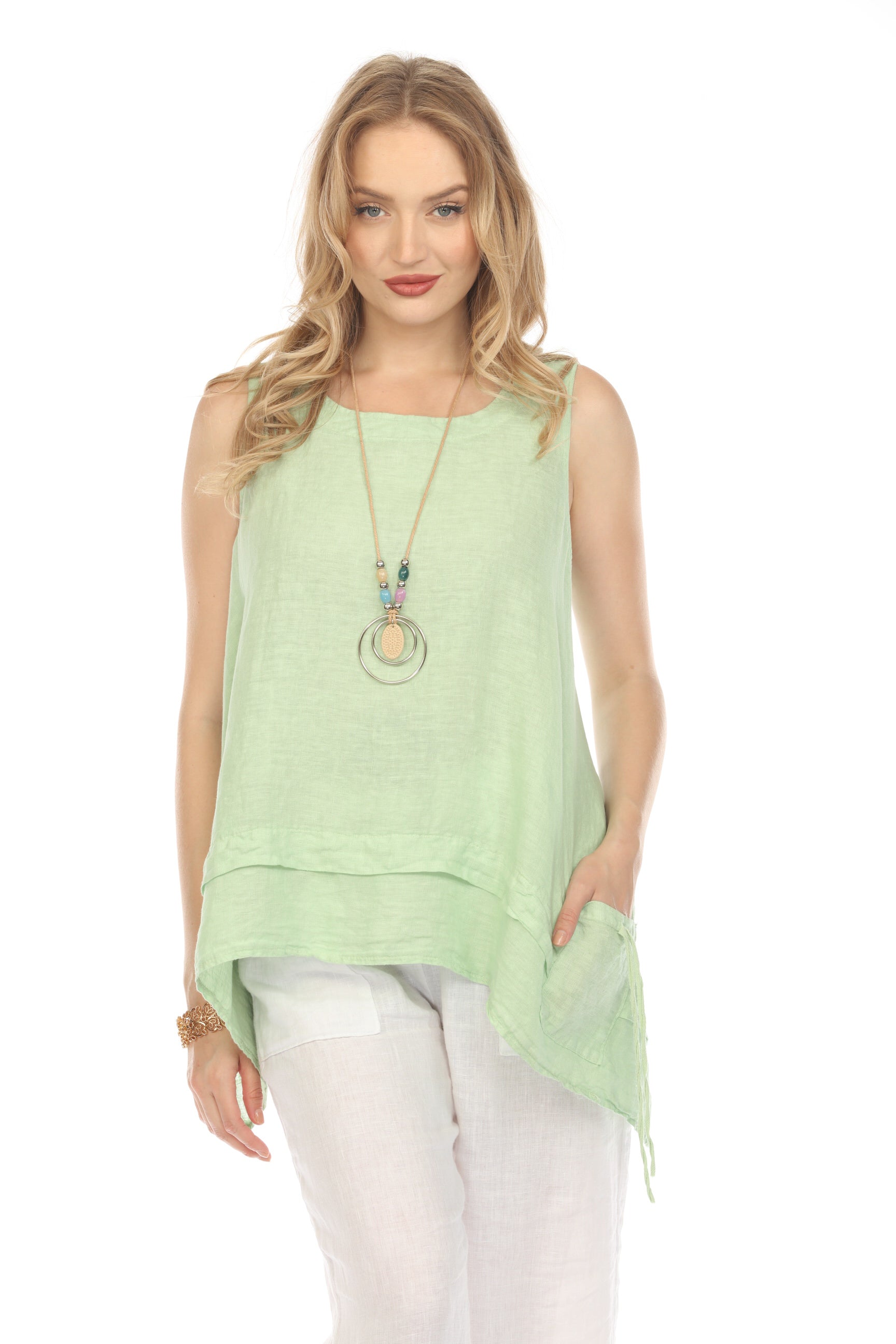 Mint Asymmetrical sleeveless A Line Top