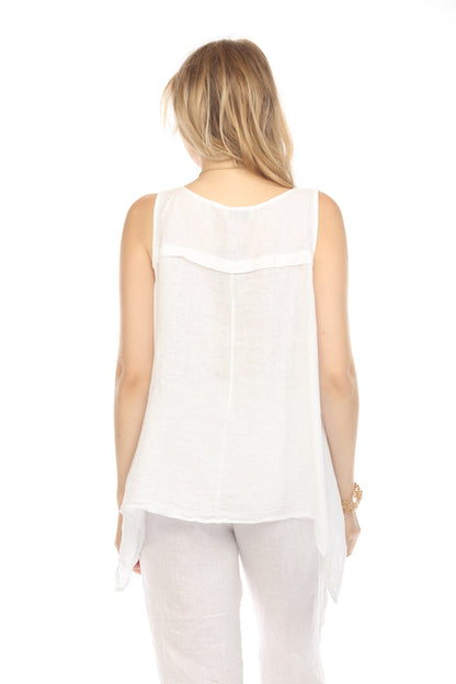 White Asymmetrical sleeveless A Line Top