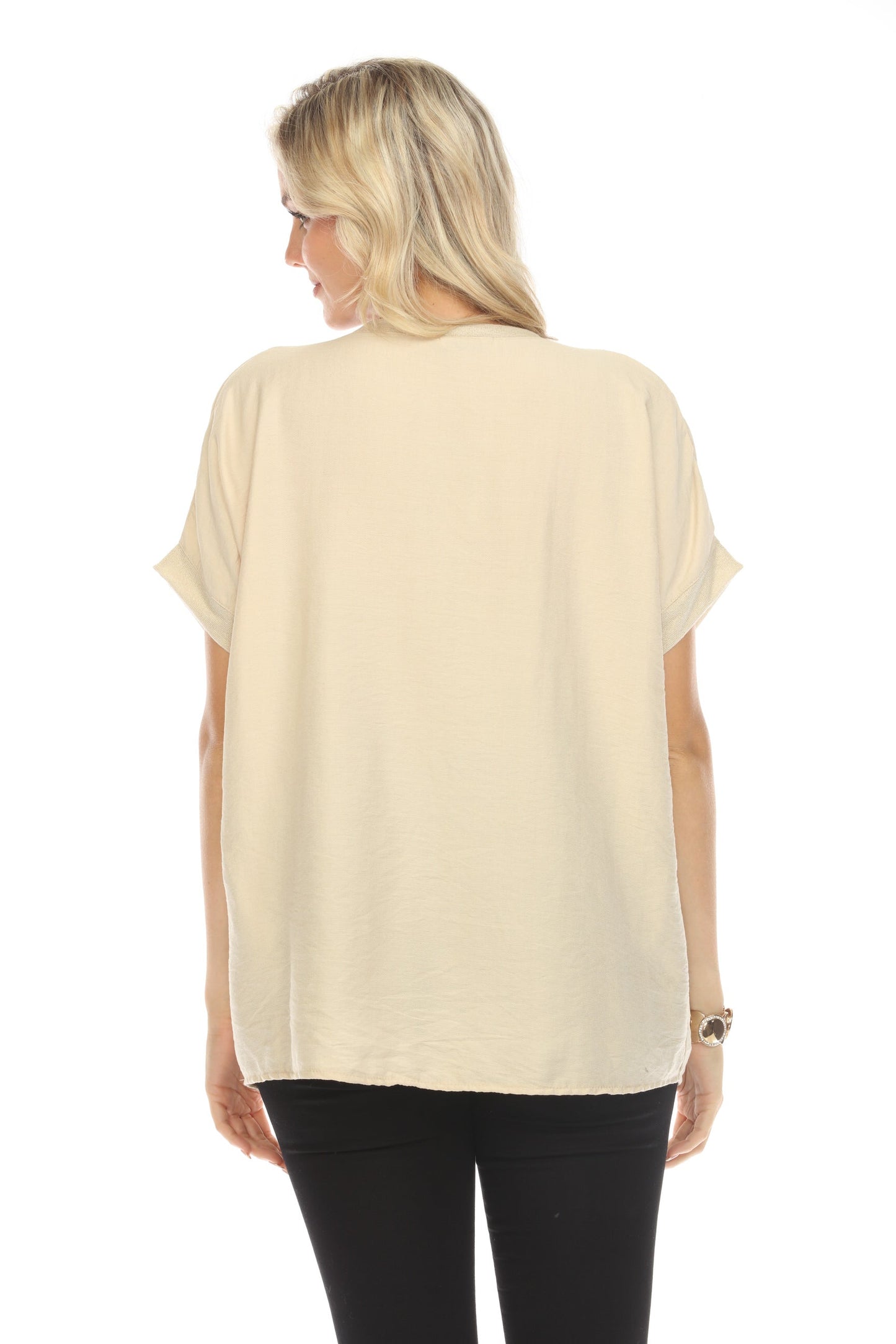 Beige Heart Detailing Chic Top