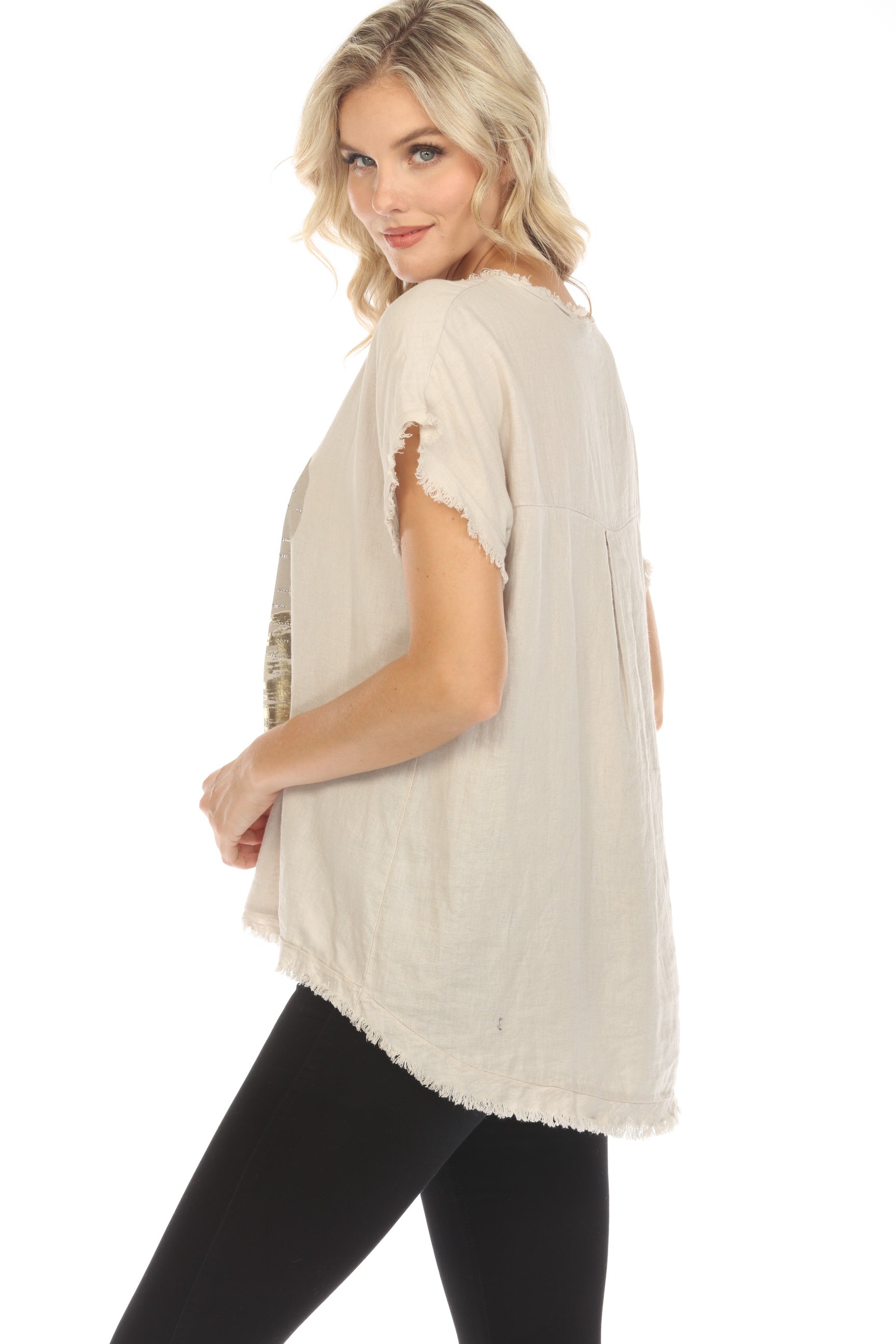 Beige Heart paint Dolman sleeves Top