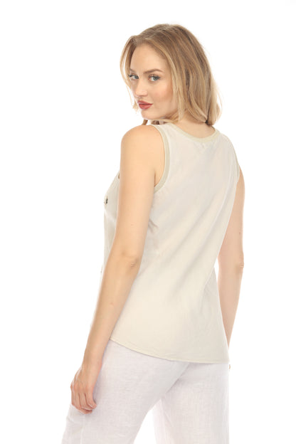 Beige Floral detailed Print Sleeveless Top