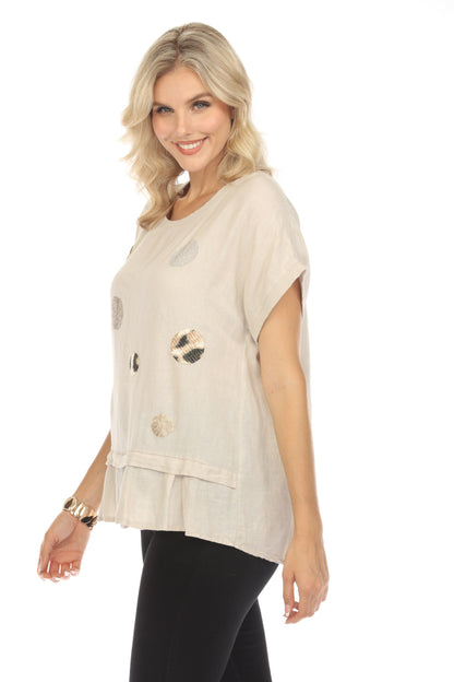 Patched style Tulip ruffle hem top