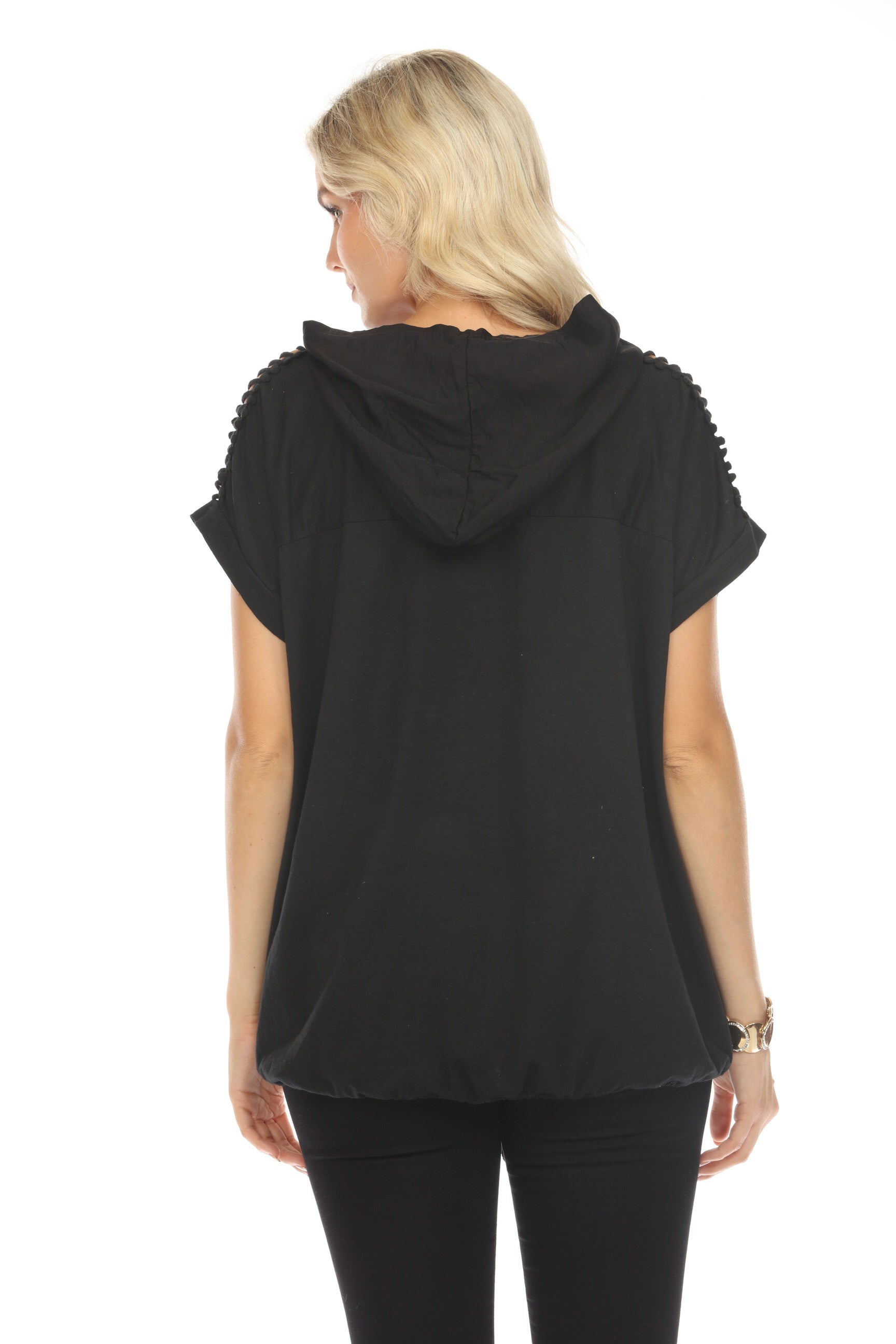 Black Hooded Top Dolman Window Sleeves