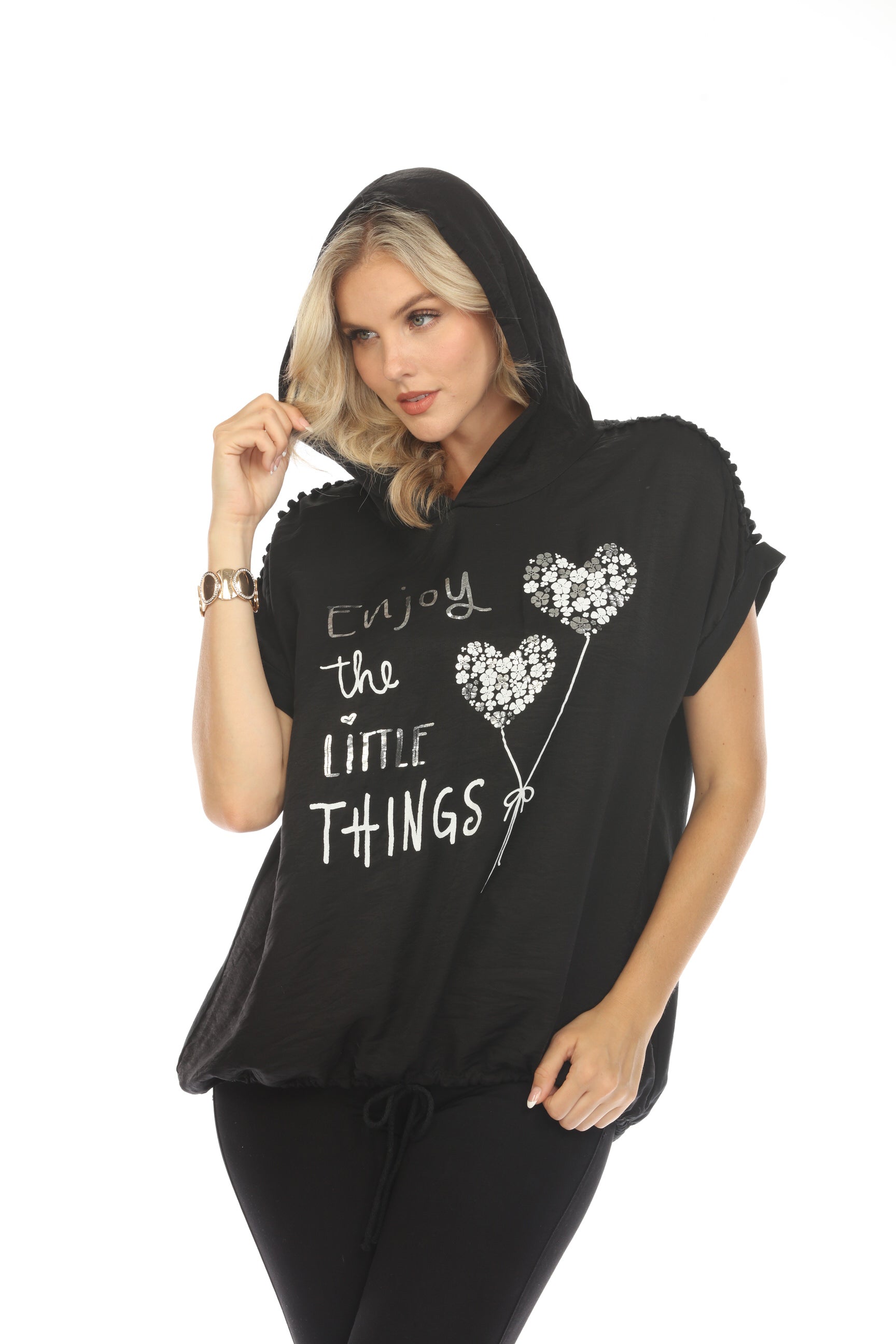 Black Hooded Top Dolman Window Sleeves