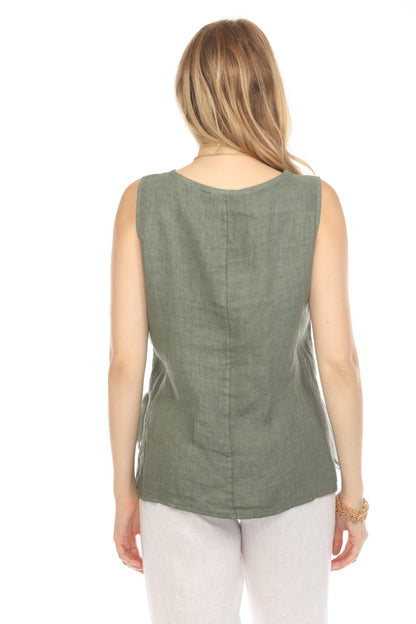 Olive Sleeveless Top with Side Bows