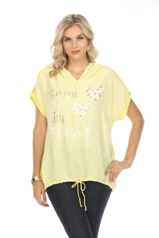 Yellow Hooded Top Dolman Window Sleeves