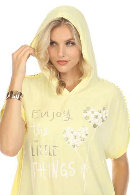 Yellow Hooded Top Dolman Window Sleeves