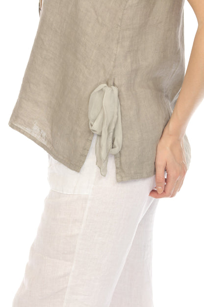 Taupe Sleeveless Top with Side Bows